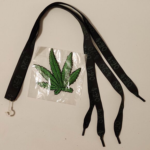 Weed Paraphernalia Shoe Laces and Patch NEW 420 Shoe Laces Cannabis Accessories - Picture 3 of 4